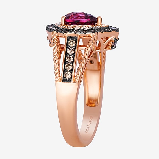 Le Vian Grand Sample Sale Le Vian Grand Sample Sale Limited Quantities! Womens 1/2 CT. Genuine Red Rhodolite 14K Gold Pear Halo Side Stone Cocktail Ring