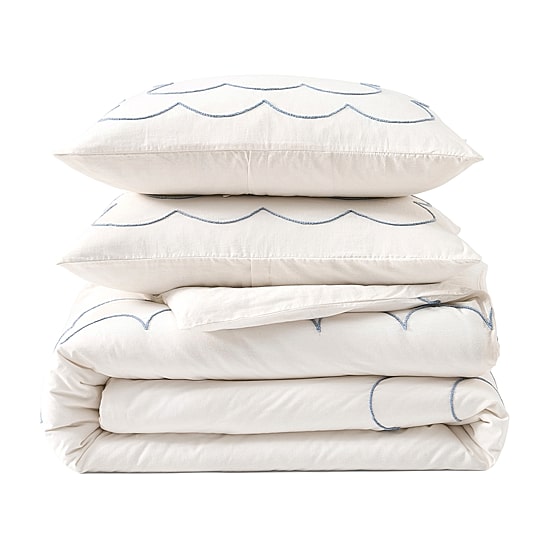 Peri Home Daydream Scallop 3-pc. Embroidered Duvet Cover Set