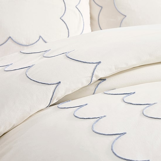 Peri Home Daydream Scallop 3-pc. Embroidered Duvet Cover Set