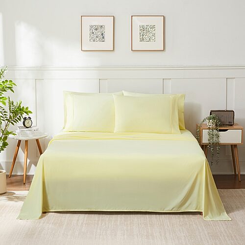 Sweet Home Collection Luxury Soft Microfiber Wrinkle Free Deluxe Sheet Set with Bonus Pillowcases, One Size, Yellow