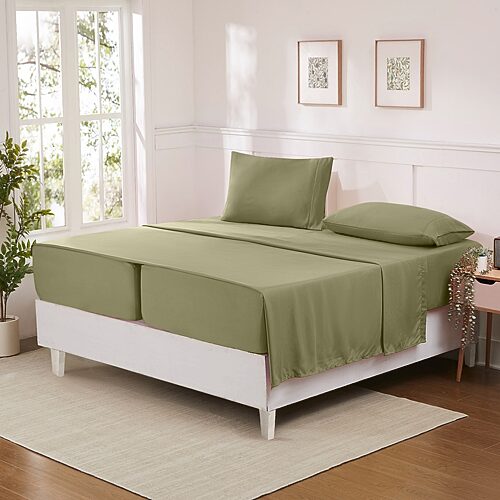 Sweet Home Collection Luxury Soft Microfiber Wrinkle Free Deluxe Sheet Set with Bonus Pillowcases, One Size, Green