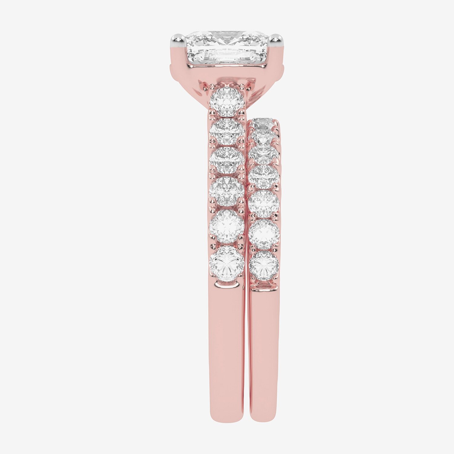 Signature By Modern Bride (G-H / Vs2-Si1) Womens 3 CT. T.W. Lab Grown White Diamond 14K Gold Cushion Side Stone Bridal Set