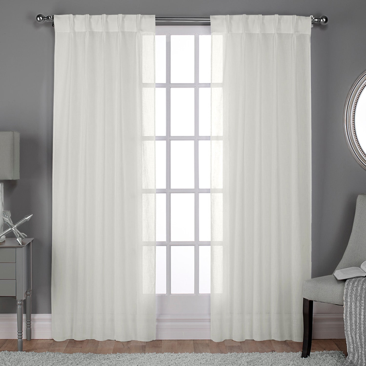 Exclusive Home Curtains Belgian Pinch Pleat Sheer Set of 2 Curtain Panel