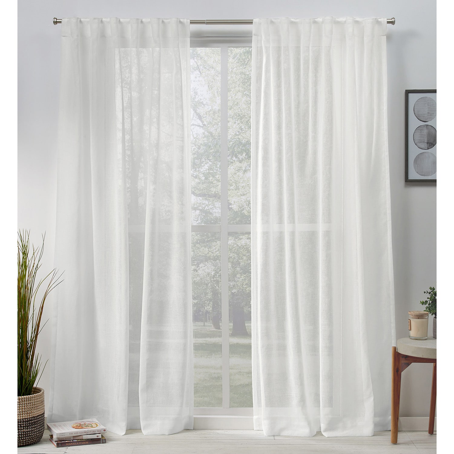 Exclusive Home Curtains Belgian Tab Top Sheer Set of 2 Curtain Panel