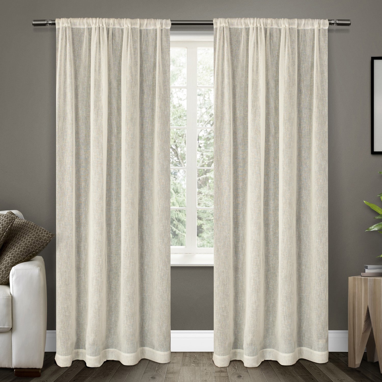 Exclusive Home Curtains Belgian Rod Pocket Sheer Set of 2 Curtain Panel