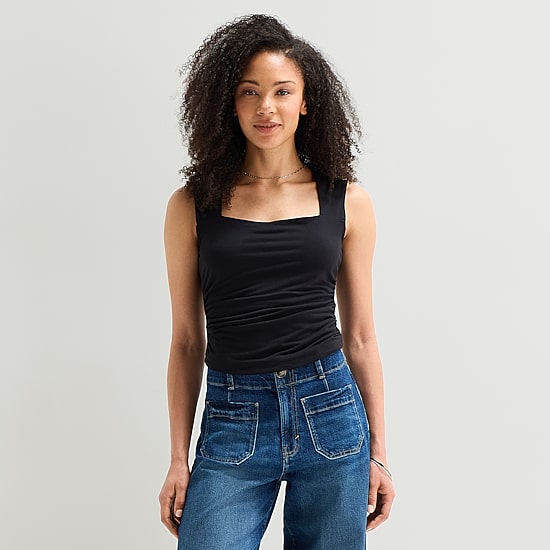a.n.a Womens Tall Square Neck Sleeveless Blouse