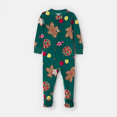 Carter's Baby Unisex Crew Neck Long Sleeve One Piece Pajama In Green