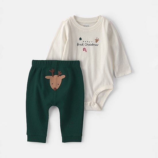 Carter's First Christmas Baby Unisex Jersey 2-pc. Pant Set