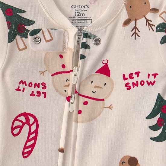 Carter's Holiday Baby Unisex Rib Crew Neck Long Sleeve One Piece Pajama