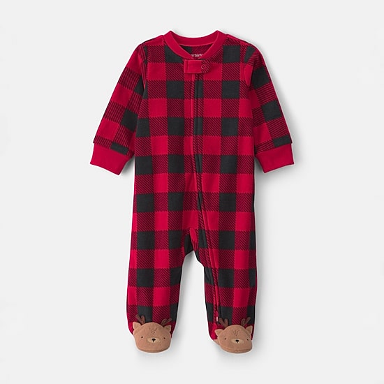 Carter's Microfleece Moose Baby Unisex Checked Sleep and Play