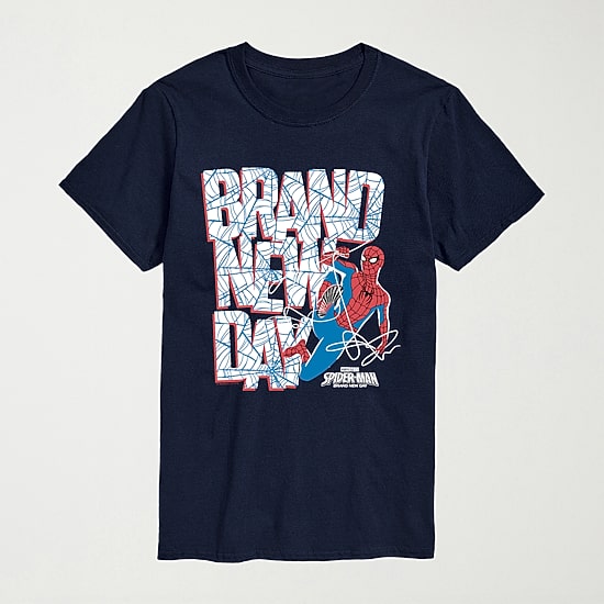 Brand New Day Web Mens Crew Neck Short Sleeve Regular Fit Spiderman Big and Tall Graphic T-Shirt