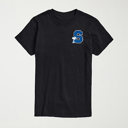 Collegiate School Mens Crew Neck Short Sleeve Regular Fit Peanuts Snoopy Big and Tall Graphic T-Shirt, X-large Tall, Black