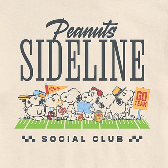 Sideline Social Club Sports Mens Crew Neck Short Sleeve Regular Fit Peanuts Big and Tall Graphic T-Shirt