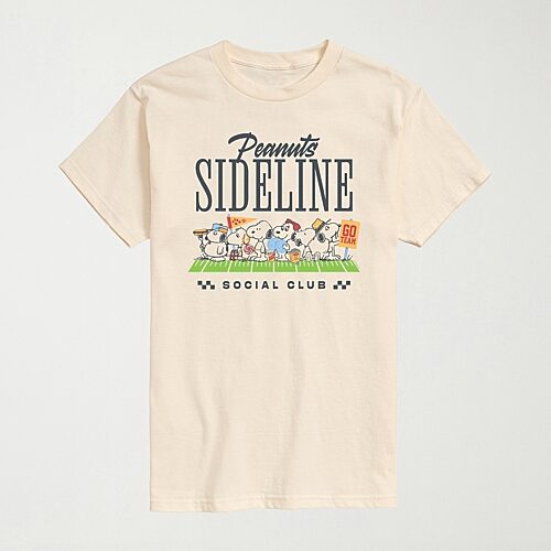 Sideline Social Club Sports Mens Crew Neck Short Sleeve Regular Fit Peanuts Big and Tall Graphic T-Shirt, 4x-large, Beige