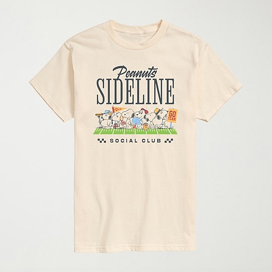 Sideline Social Club Sports Mens Crew Neck Short Sleeve Regular Fit Peanuts Big and Tall Graphic T-Shirt