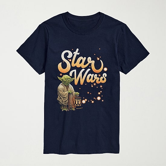 Yoda Retro Fireflys Mens Crew Neck Short Sleeve Regular Fit Star Wars Big and Tall Graphic T-Shirt