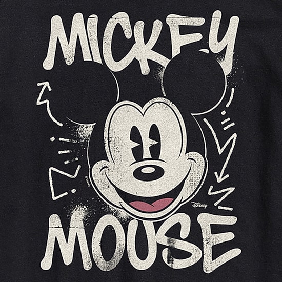 Graffiti Vintage Fade Mens Crew Neck Short Sleeve Regular Fit Mickey Mouse Big and Tall Graphic T-Shirt