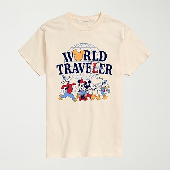 World Traveler Mens Crew Neck Short Sleeve Regular Fit Mickey Mouse Big and Tall Graphic T-Shirt