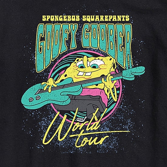 Goofy Goober Tour Mens Crew Neck Short Sleeve Regular Fit Spongebob Big and Tall Graphic T-Shirt