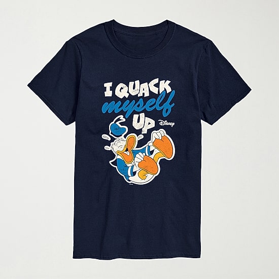 I Quack Myself Up Mens Crew Neck Short Sleeve Regular Fit Donald Duck Big and Tall Graphic T-Shirt