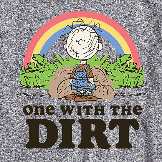Pigpen One With Dirt Mens Crew Neck Short Sleeve Regular Fit Peanuts Big and Tall Graphic T-Shirt