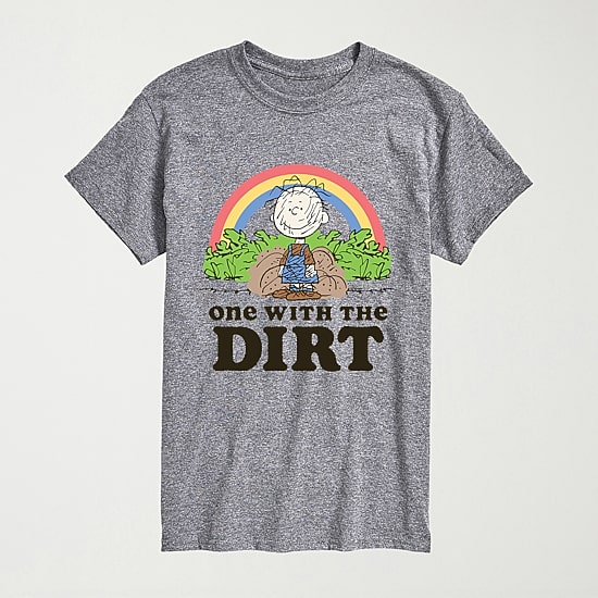 Pigpen One With Dirt Mens Crew Neck Short Sleeve Regular Fit Peanuts Big and Tall Graphic T-Shirt