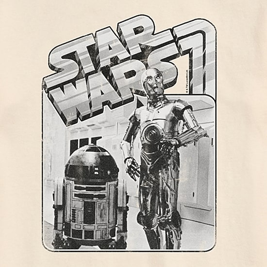 R2d2 And C-3po Mens Crew Neck Short Sleeve Regular Fit Star Wars Big and Tall Graphic T-Shirt