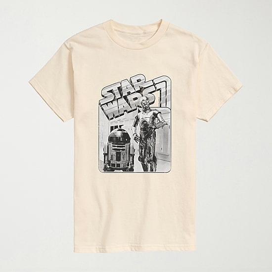 R2d2 And C-3po Mens Crew Neck Short Sleeve Regular Fit Star Wars Big and Tall Graphic T-Shirt