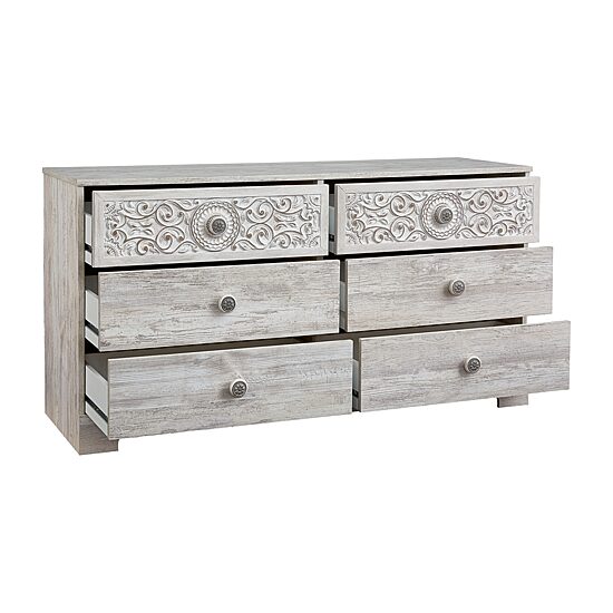 Signature Design by Ashley® Paxberry White Aged Pine 6-Drawer Dresser