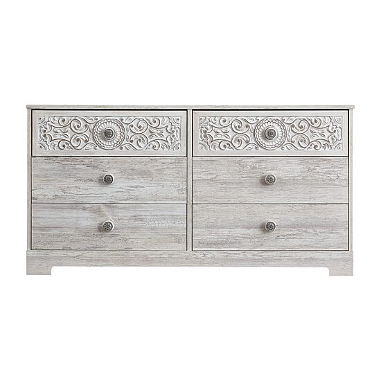 Signature Design by Ashley® Paxberry White Aged Pine 6-Drawer Dresser