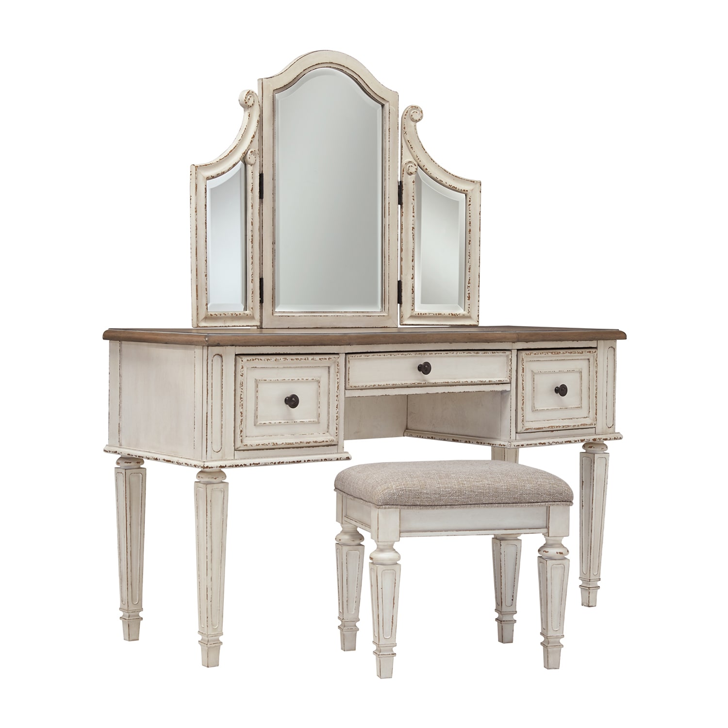 Signature Design by Ashley Realyn 2-pc. Vanity Set in Chipped White