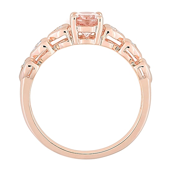 Womens Genuine Pink Morganite 18K Rose Gold Over Silver Cocktail Ring
