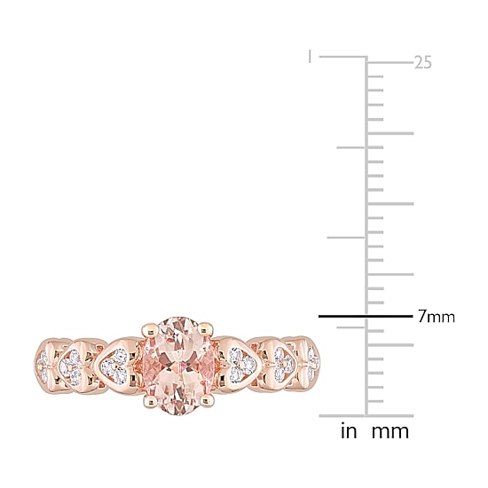 Womens Genuine Pink Morganite 18K Rose Gold Over Silver Cocktail Ring
