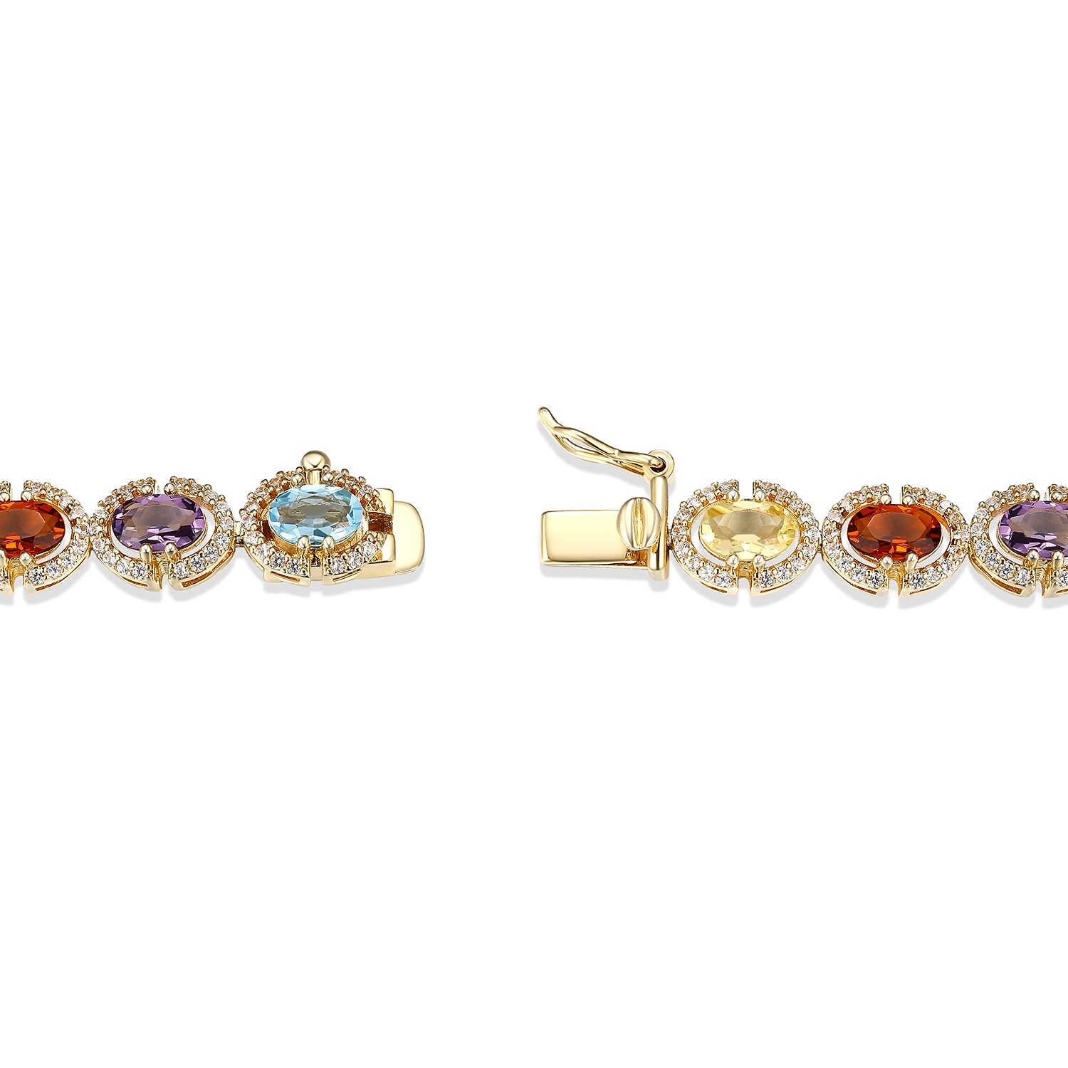 Womens Genuine Multi Color 18K Gold Over Silver Tennis Bracelet