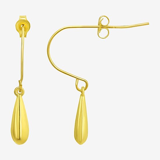 Teardrop Womens 10K Gold Drop Earrings