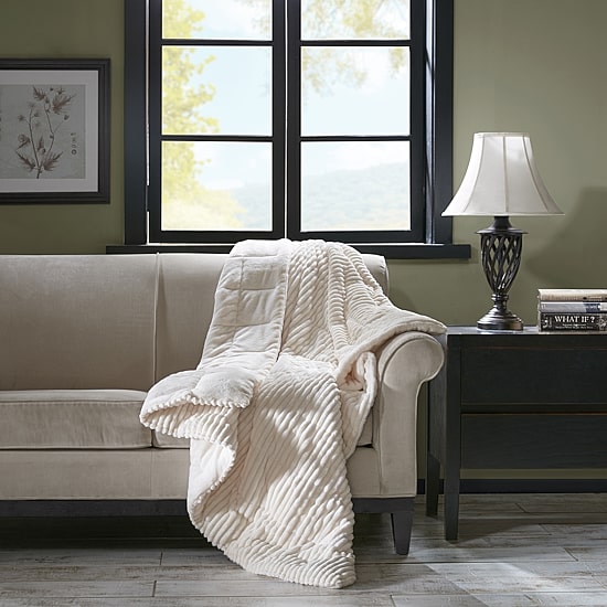 Madison Park Williams Oversized Plush Down Alternative Filled Throw