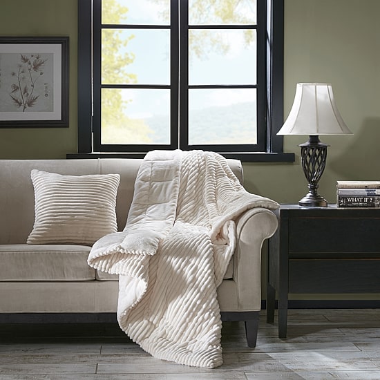 Madison Park Williams Oversized Plush Down Alternative Filled Throw