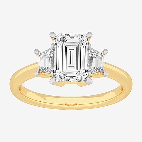 Modern Bride (g-h / Si1-si2) Womens 4 Ct. T.w. Lab Grown White Diamond 14k Gold 3-stone Engagement Ring In Yellow