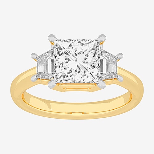 Modern Bride (g-h / Si1-si2) Womens 2 3/4 Ct. T.w. Lab Grown White Diamond 14k Gold 3-stone Engagement Ring In Yellow