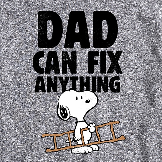Mens Short Sleeve Peanuts Dad Can Fix Anything Graphic T-Shirt
