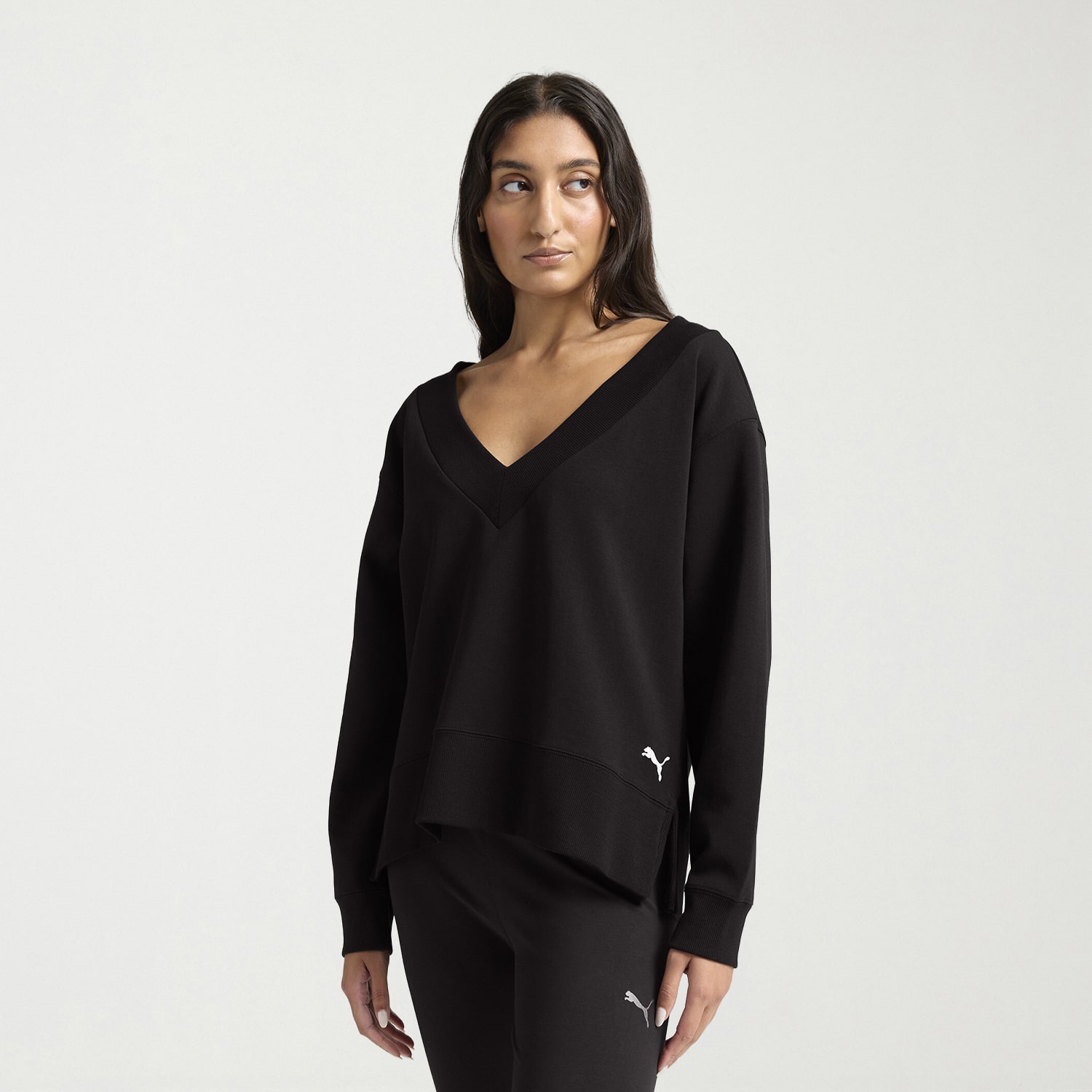 PUMA Womens V Neck Long Sleeve Sweatshirt