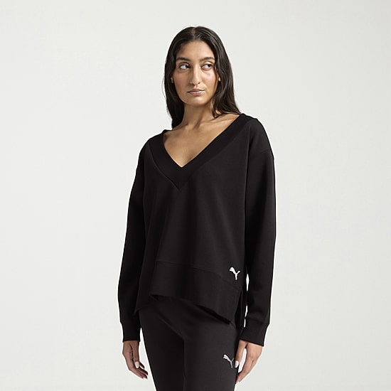 PUMA Womens V Neck Long Sleeve Sweatshirt
