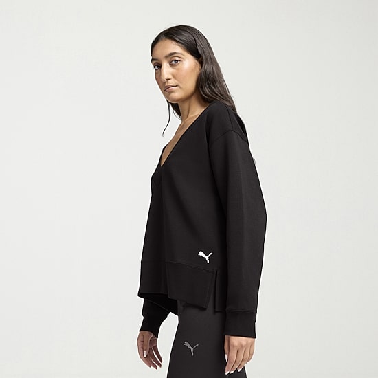 PUMA Womens V Neck Long Sleeve Sweatshirt