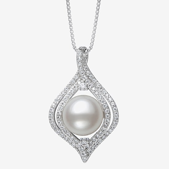 Womens White Cultured Freshwater Pearl Sterling Silver 18 Inch Pendant Necklace