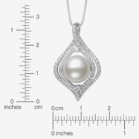 Womens White Cultured Freshwater Pearl Sterling Silver 18 Inch Pendant Necklace