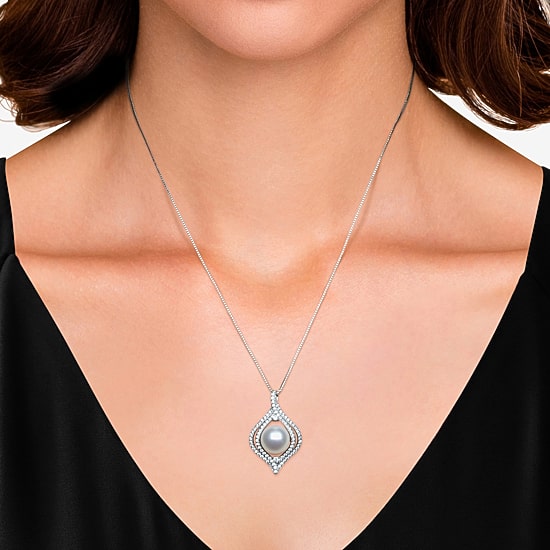 Womens White Cultured Freshwater Pearl Sterling Silver 18 Inch Pendant Necklace