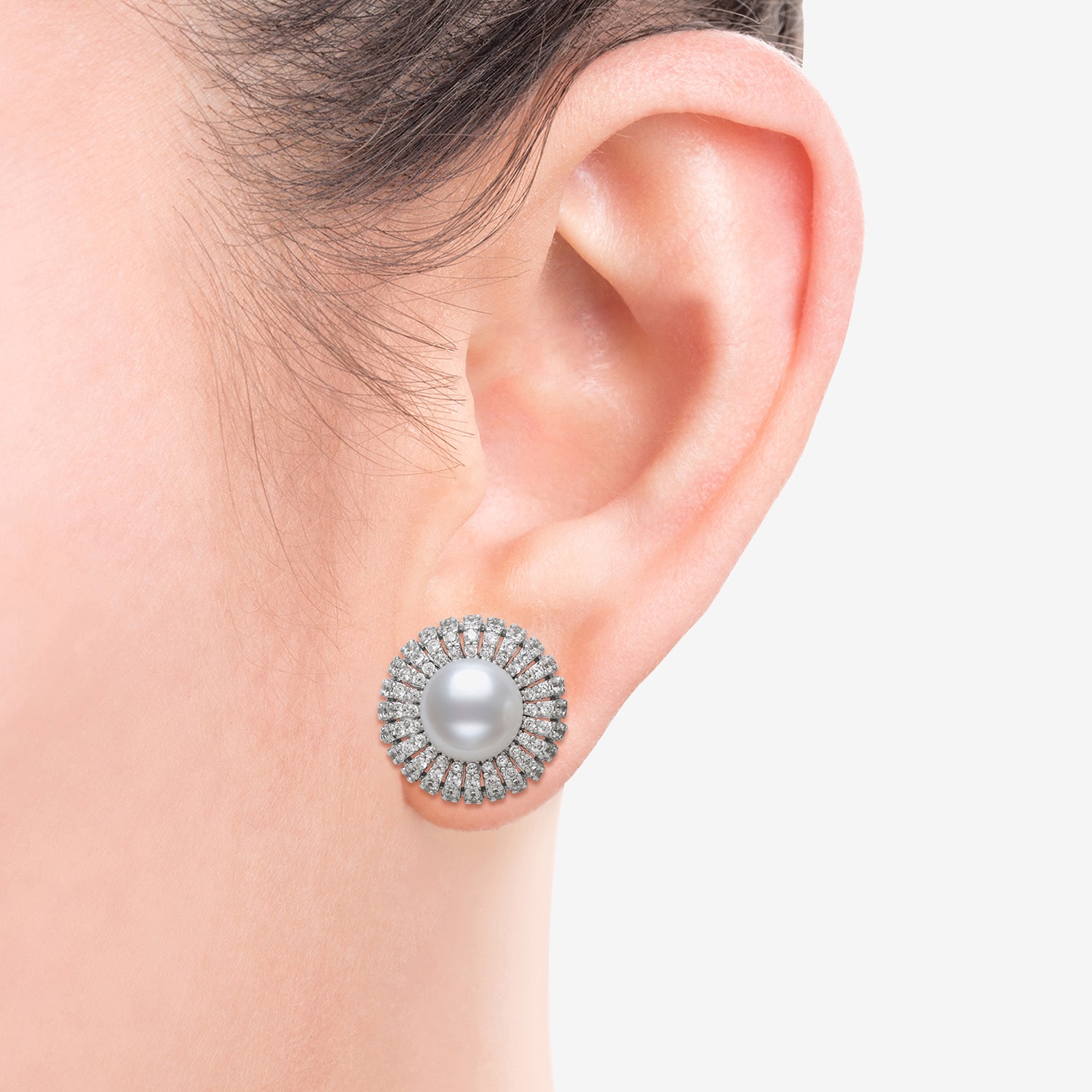 White Cultured Freshwater Pearl Sterling Silver 15mm Round Stud Earrings