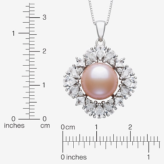 Womens Pink Cultured Freshwater Pearl Sterling Silver Round 18 Inch Pendant Necklace