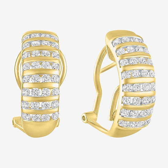 (G-H / I1-I2) Womens 1 CT. T.W. Lab Grown White Diamond 10K Gold 23mm Hoop Earrings