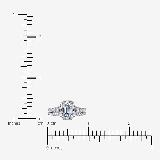 (G / Vs2-Si1) Womens 1 CT. T.W. Lab Grown White Diamond 10K Gold Side Stone Halo Bridal Set